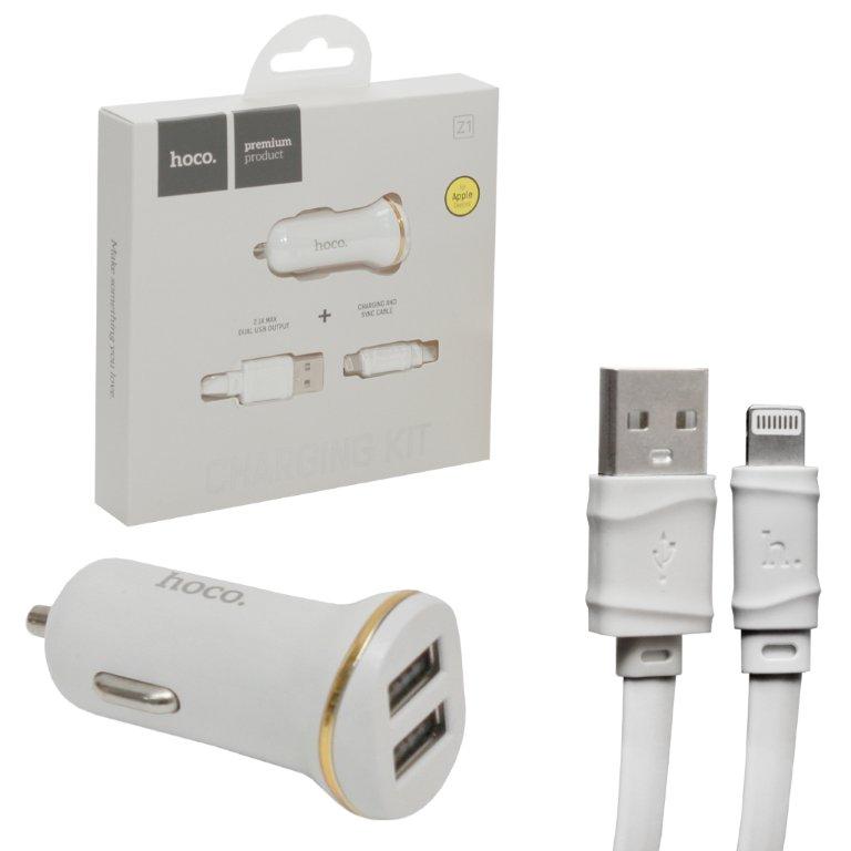 * АЗУ Z1 USB на Lightning + 2 USB 2.1A Hoco белый