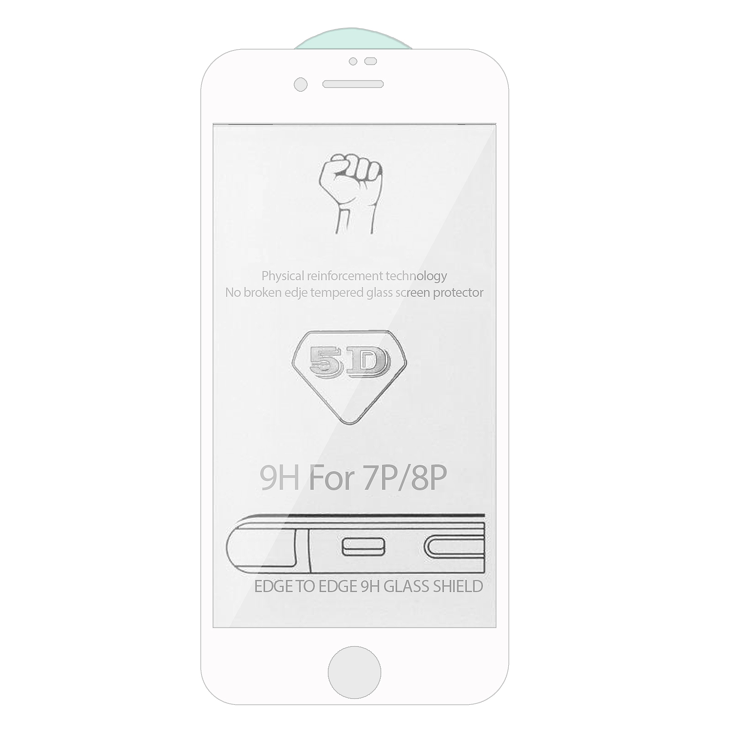 Защитное стекло iPh 7/8 Plus 5D 0.3mm без упаковки  белое (без возврата и обмена)
