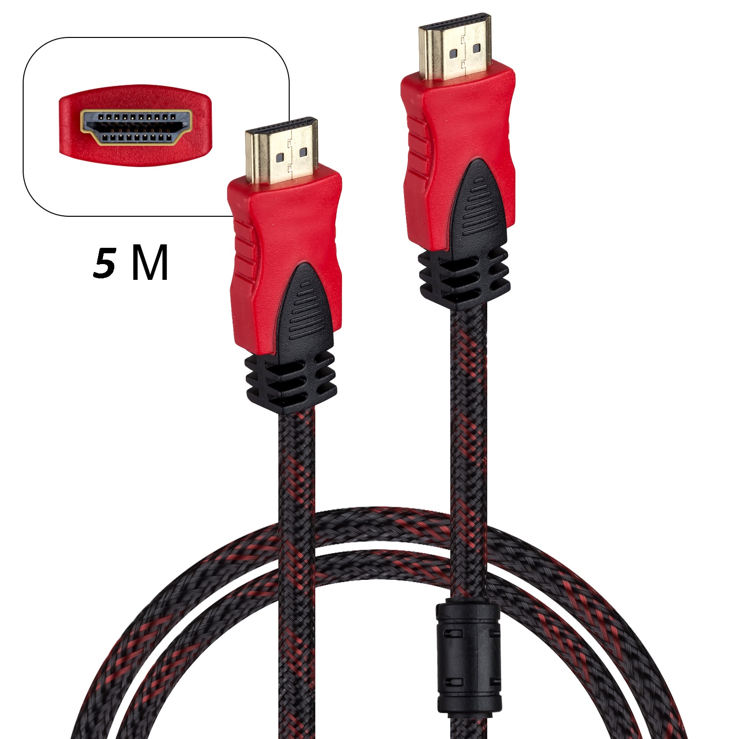 Кабель HDMI 5M 1.4V HDTV красный+черный (55шт/кор)