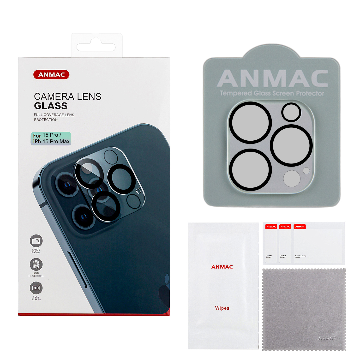 Защитное стекло для камеры iPh 15 Pro /15 Pro Max ANMAC  Арт.1137471