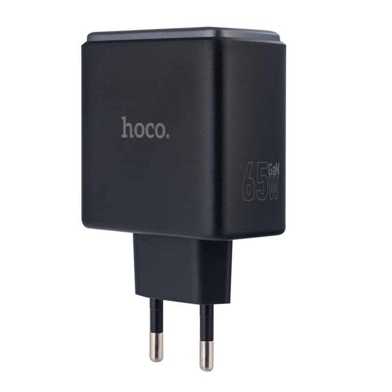 картинка Переходник сетевого зарядного устройства на 2 Type-C PD65W + USB QC3.0 C160A  HOCO черное от магазина ISA