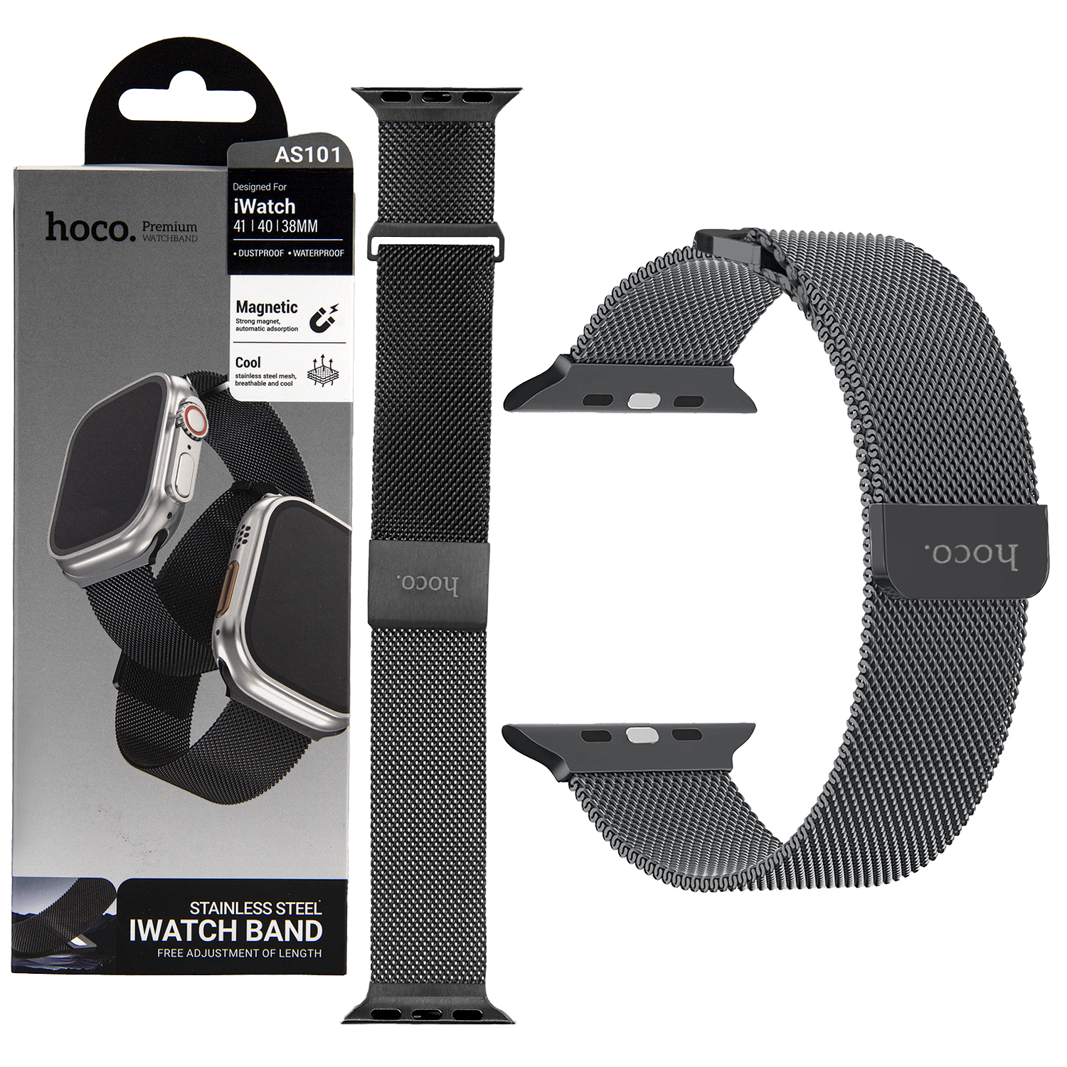 Ремешок для Apl watch 38/40/41mm Watchband AS101 Milan double-section loop magnetic Black HOCO