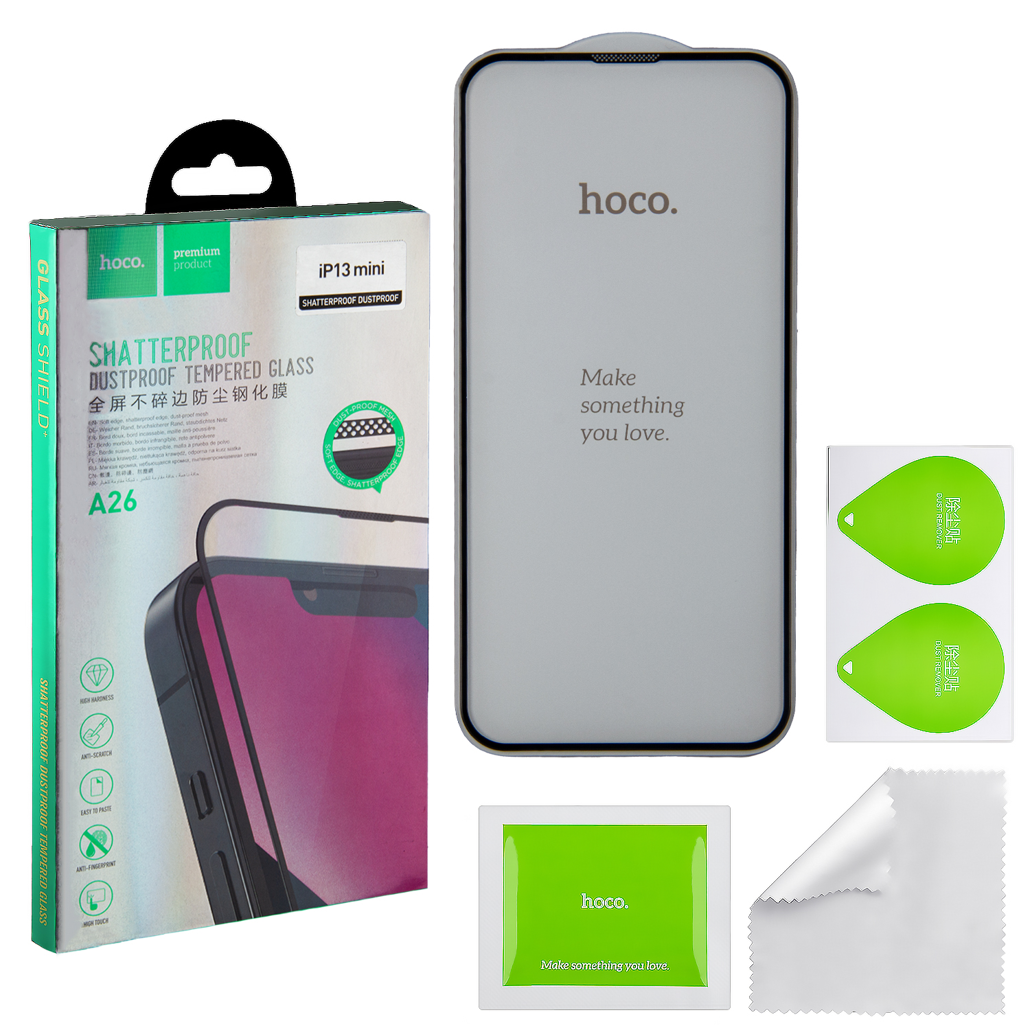 Защитное стекло IPH 13 Mini 5.4 (2021) Shatterproof Dustproof A26 HOCO