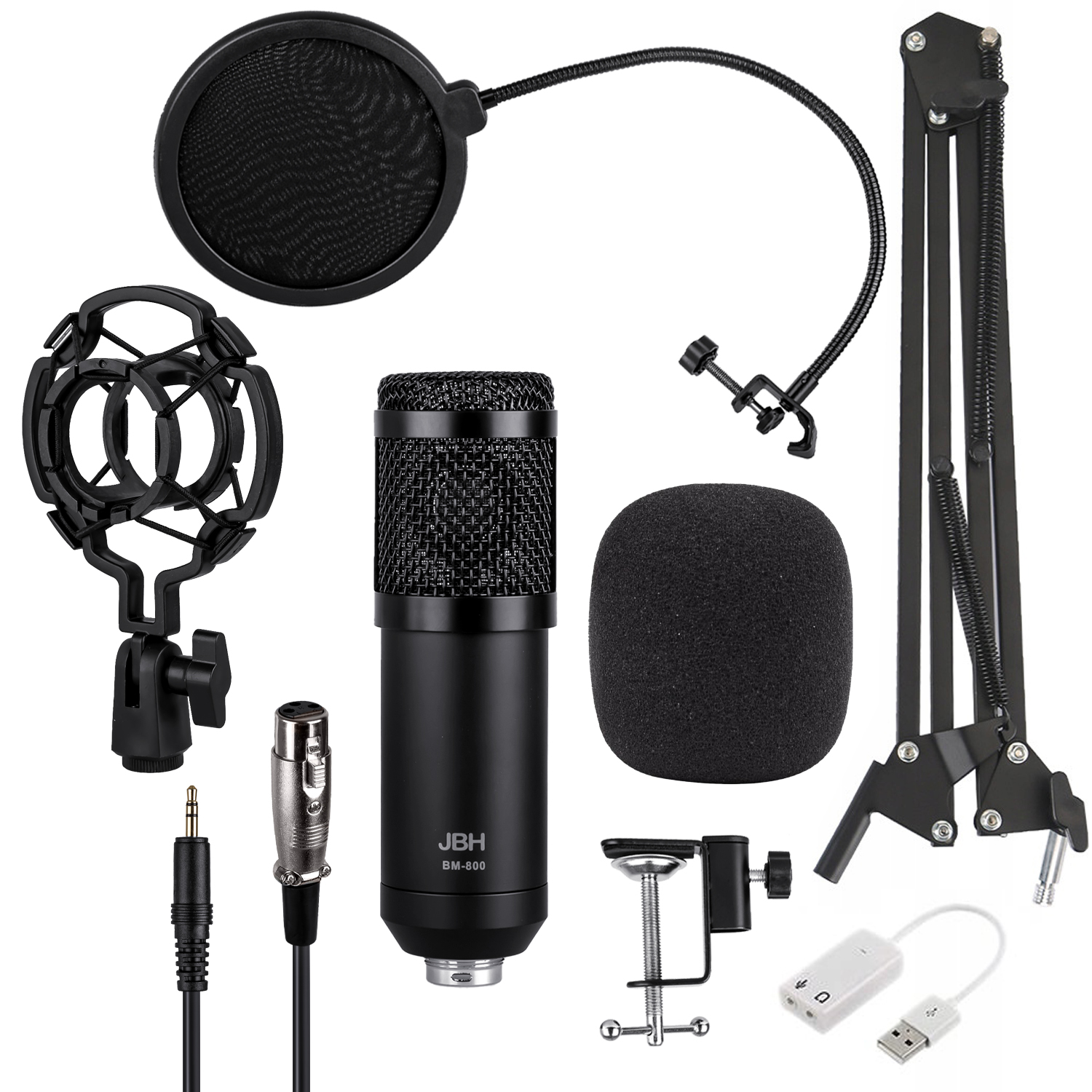 Конденсаторный микрофон Набор studio BM800 JBH черный (15шт/кор)